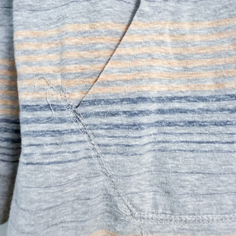 First Wave Girls 10/12 Lightweight Striped Pullover Hoodie Gray Orange